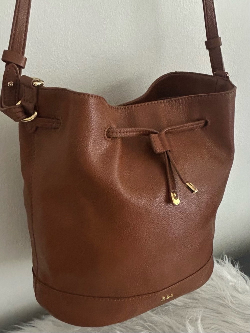 Ralph Lauren Chestnut Brown Leather Drawstring Bucket Shoulder Bag - Picture 6 of 11